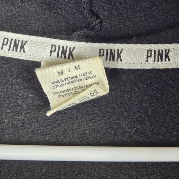 Victorias Secret PINK Sequin MIAMI Palm Tree Black Zip Up Hoodie RARE Vintage - Picture 4 of 7